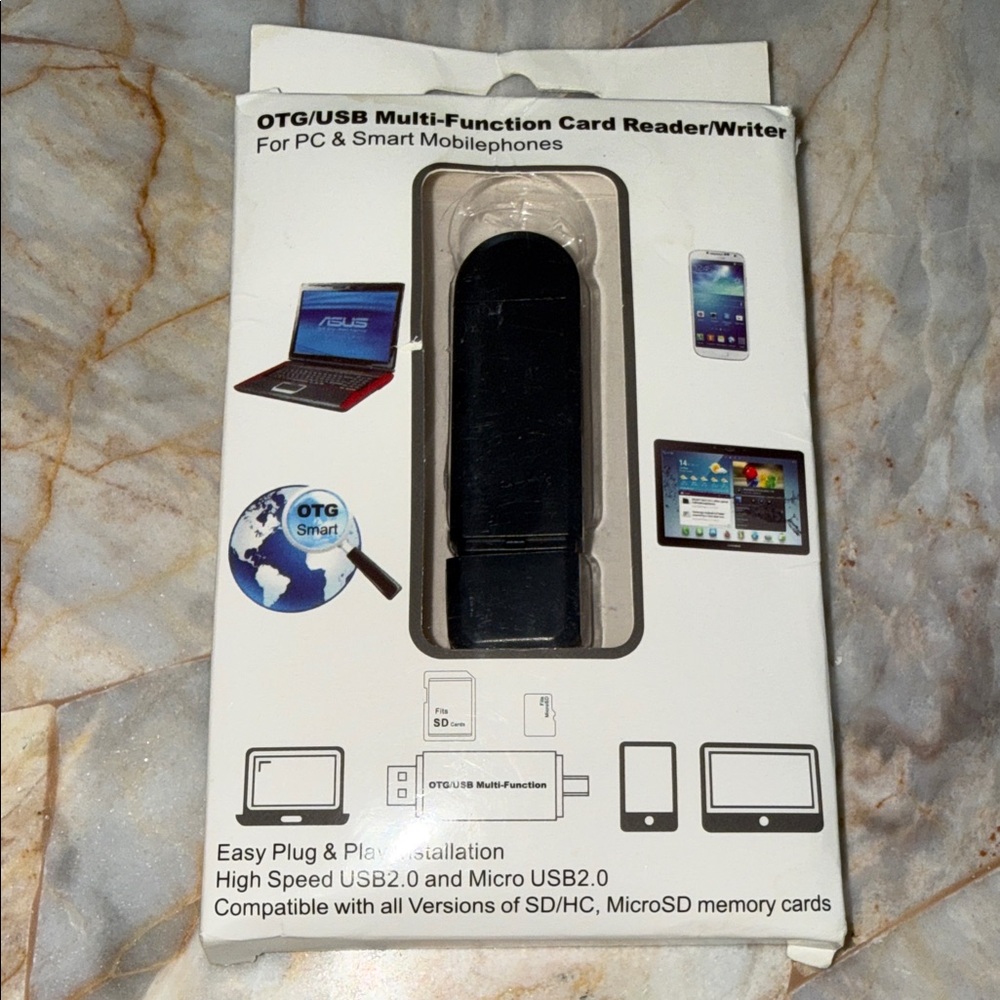 OTG USB Multi-Function Card Reader Writer for PC and Android Micro USB Black